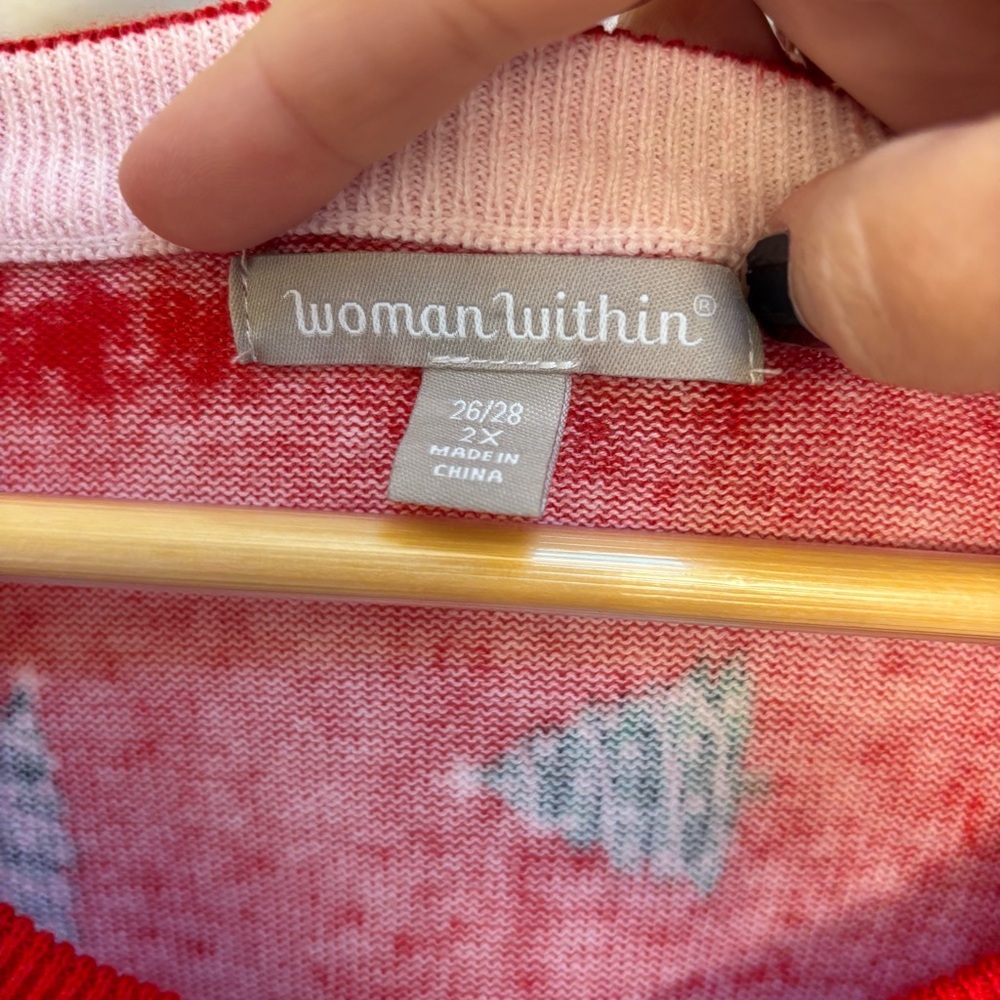 Woman Within Christmas Tree Cardigan Artsy Teacher Office Church Grannycore Knit - Picture 5 of 13